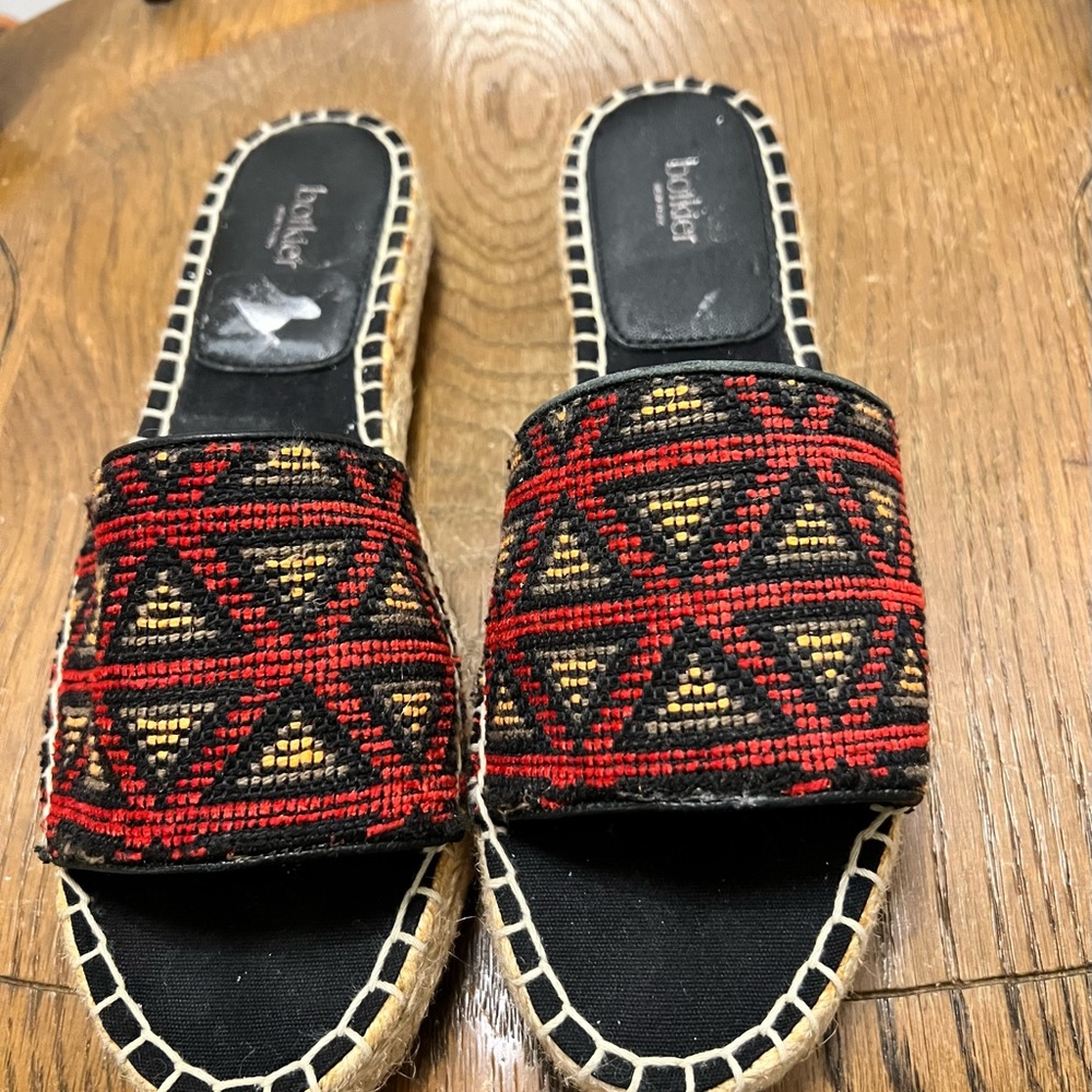 Botkier BAMBOO Women's Black and Red Espadrille Slides